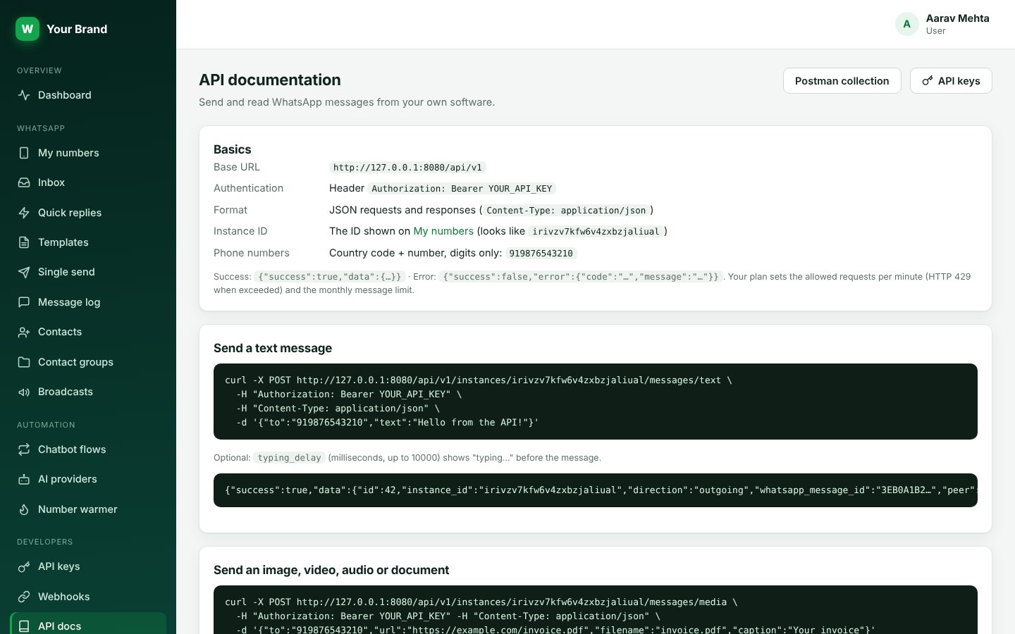API documentation page